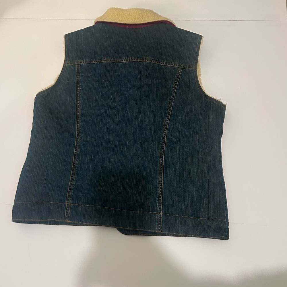 L.L. Bean Blue Denim Vest with Cream Lining - Picture 7 of 7